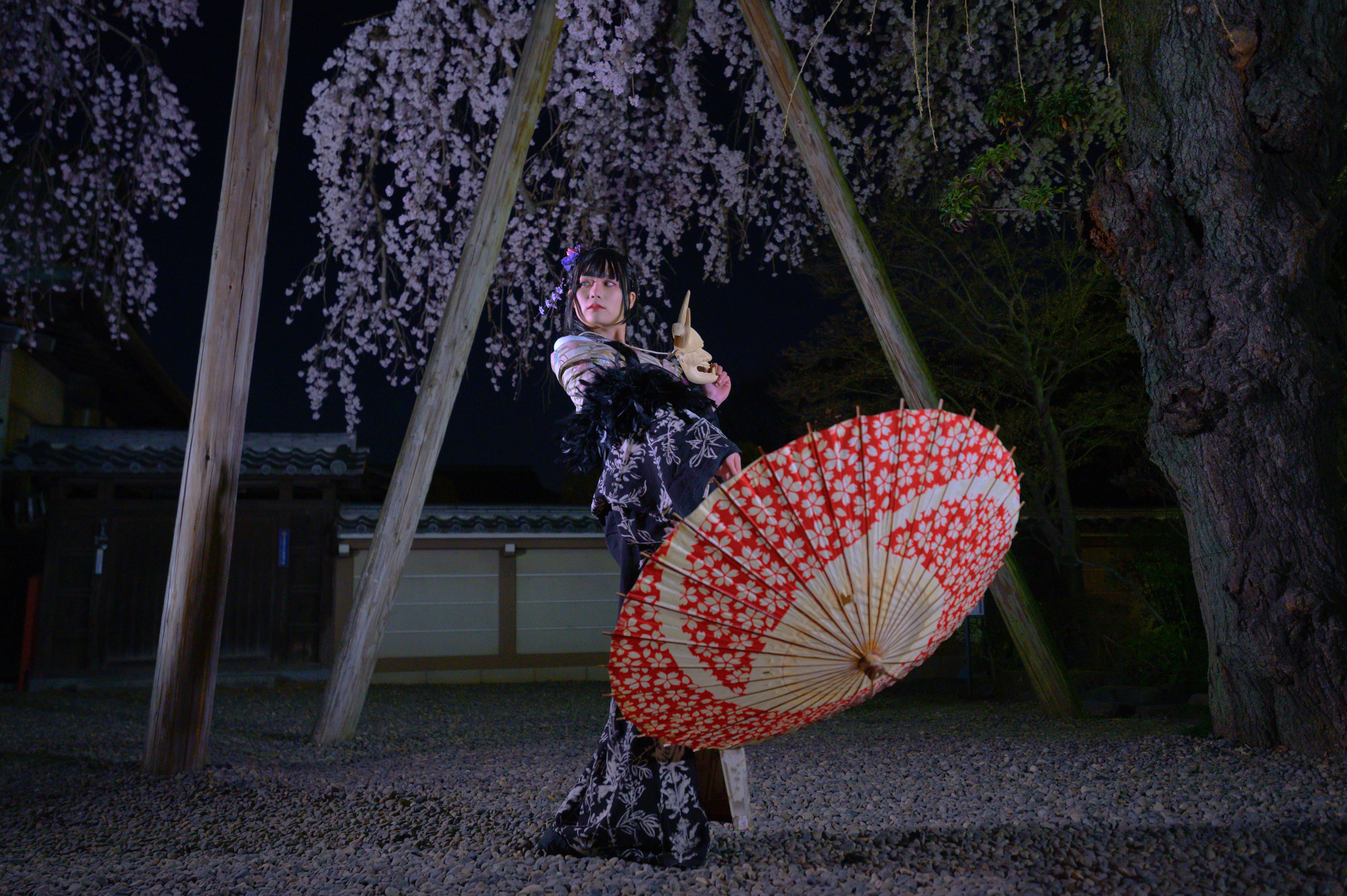 撮影会レビュー 美マージュ 川越にある寺院と枝垂れ桜と女夜叉イメージでポートレート撮影 Massu Photography