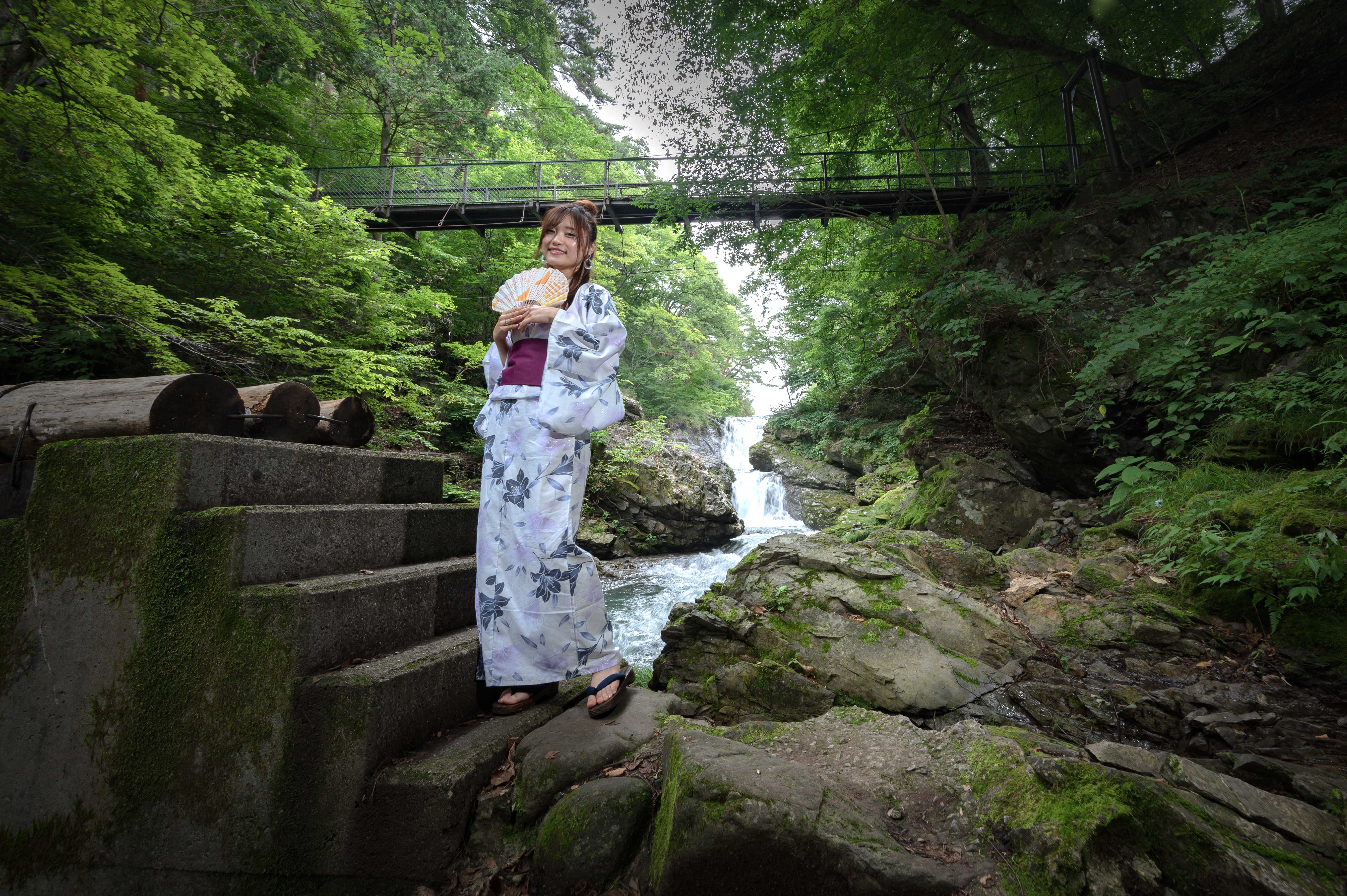 撮影会レビュー キミマチ撮影会 長野県茅野市の滝ある場所で浴衣ポートレート撮影 Massu Photography